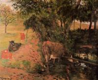 Gauguin, Paul - Landscape with Cows in an Orchard
